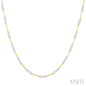 1 1/5 ctw Bar Link Round Cut Diamond Necklace in 14K Yellow and White Gold