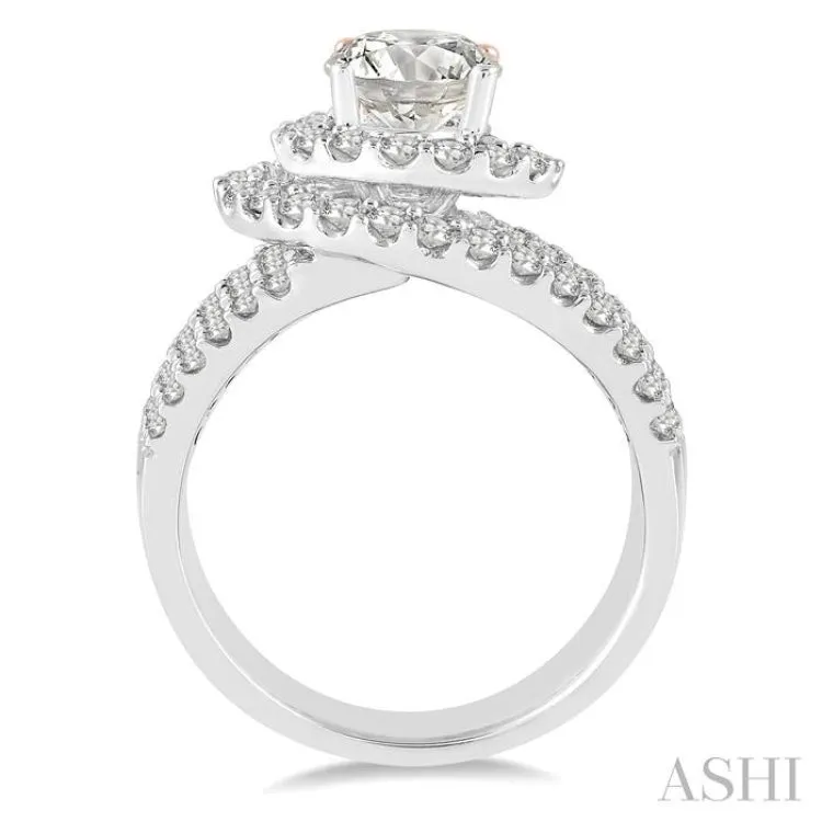 1 3/8 Ctw Diamond Semi-mount Engagement Ring in 14K White Gold