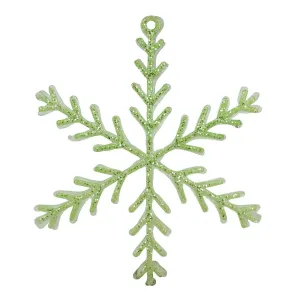 10.5" Pastel Dreams Soft Green Glittered Snowflake Christmas Ornament