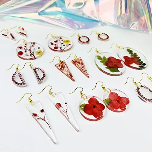 10pcs Resin Earring Mold,Silicone Resin Jewelry Molds Set for Epoxy Resin Dangle Pendant Molds for Women Girls