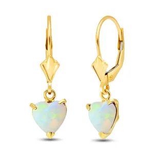 1.3 Carat 14K Solid Yellow Gold Leverback Earrings Natural Opal