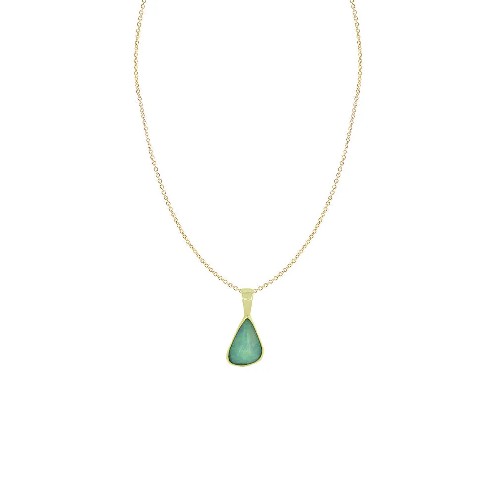 14 Karat Yellow Gold pendant with Ethiopian Opal Pear shape drop