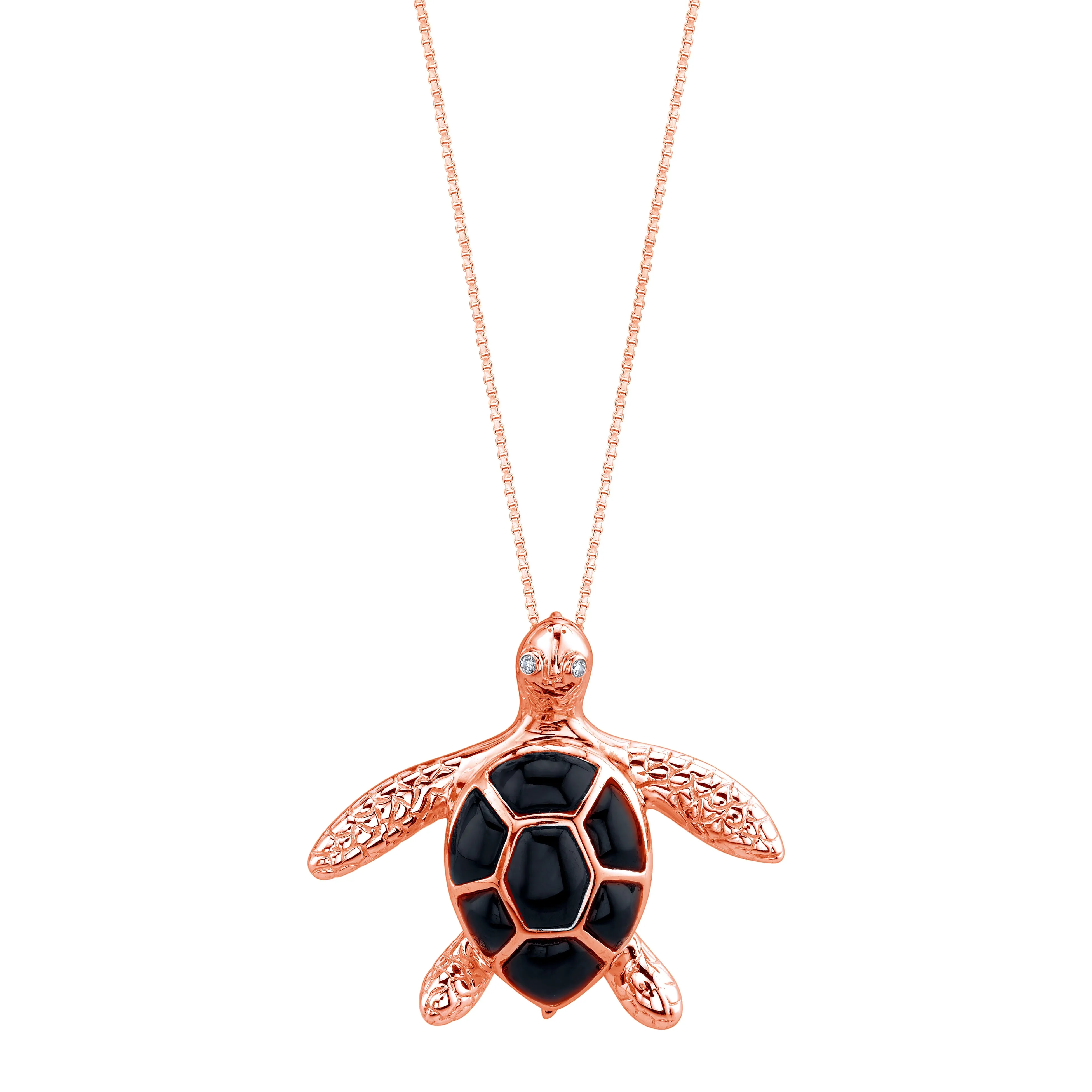 14K Rose Gold Sea Turtle (Honu) Diamond Necklace