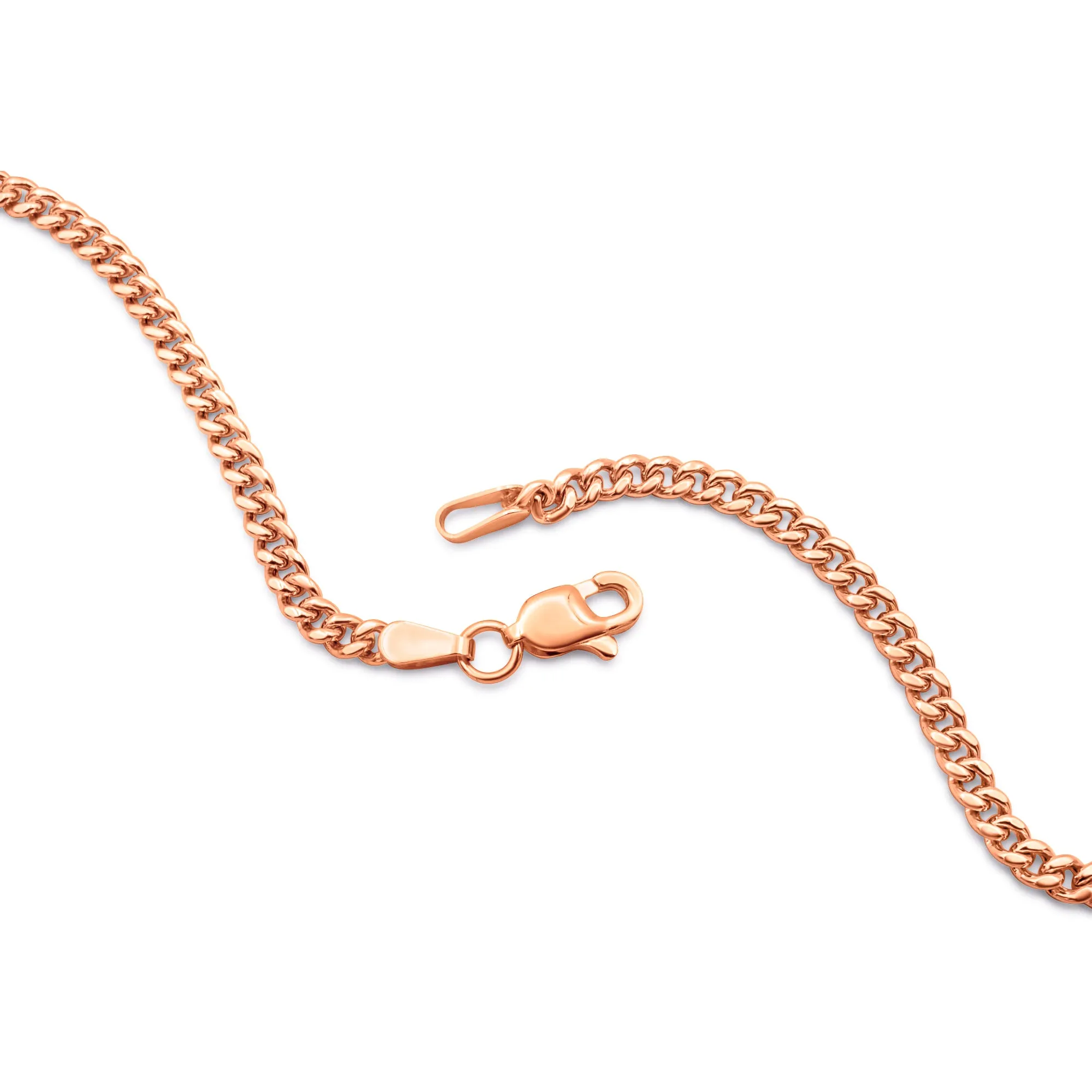 14k Solid Rose Gold Cuban Link Chain 3mm