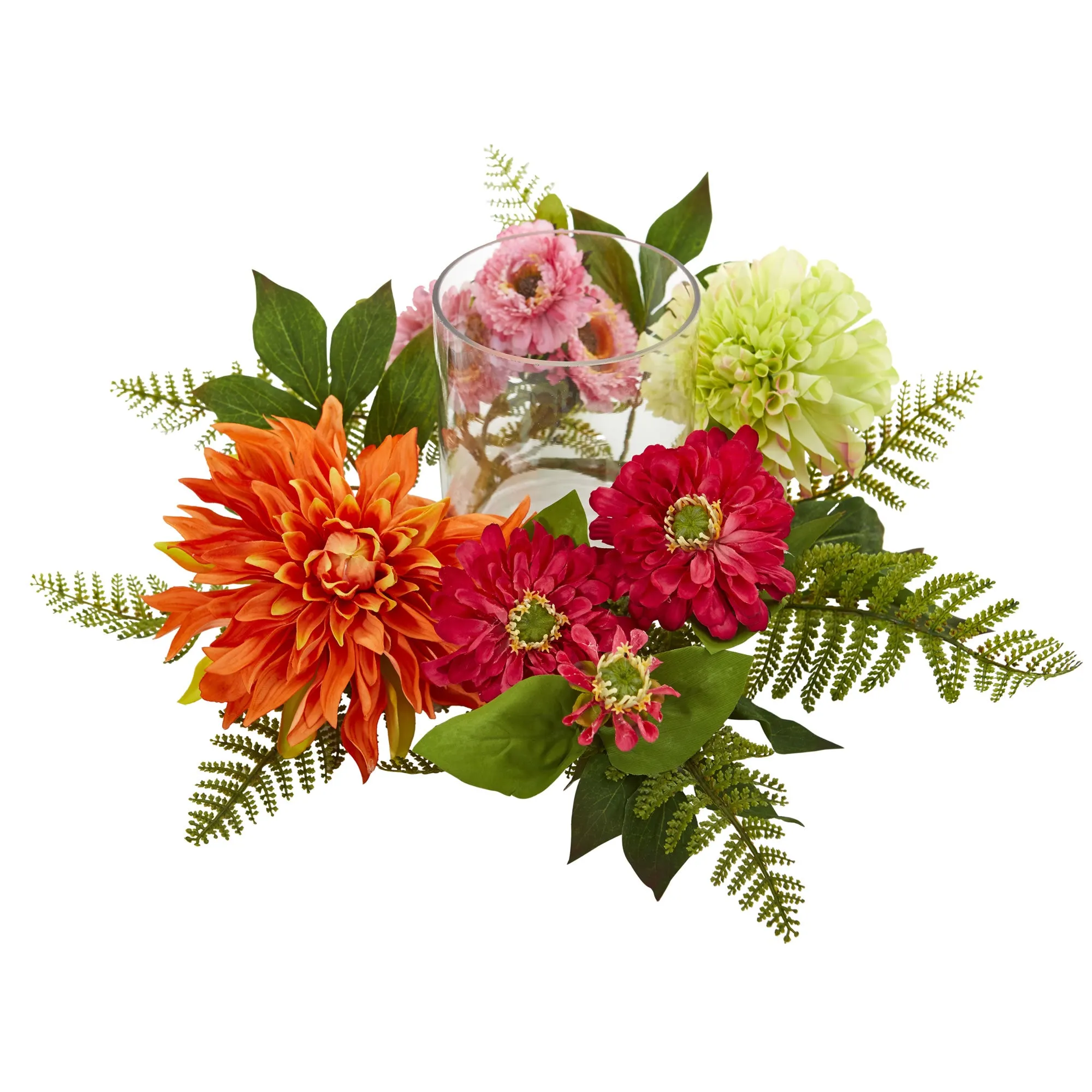 17" Artificial Mixed Floral & Dahlia Arrangement, Low Maintenance, Life-Like & Vibrant Silk Flowers For Busy People.