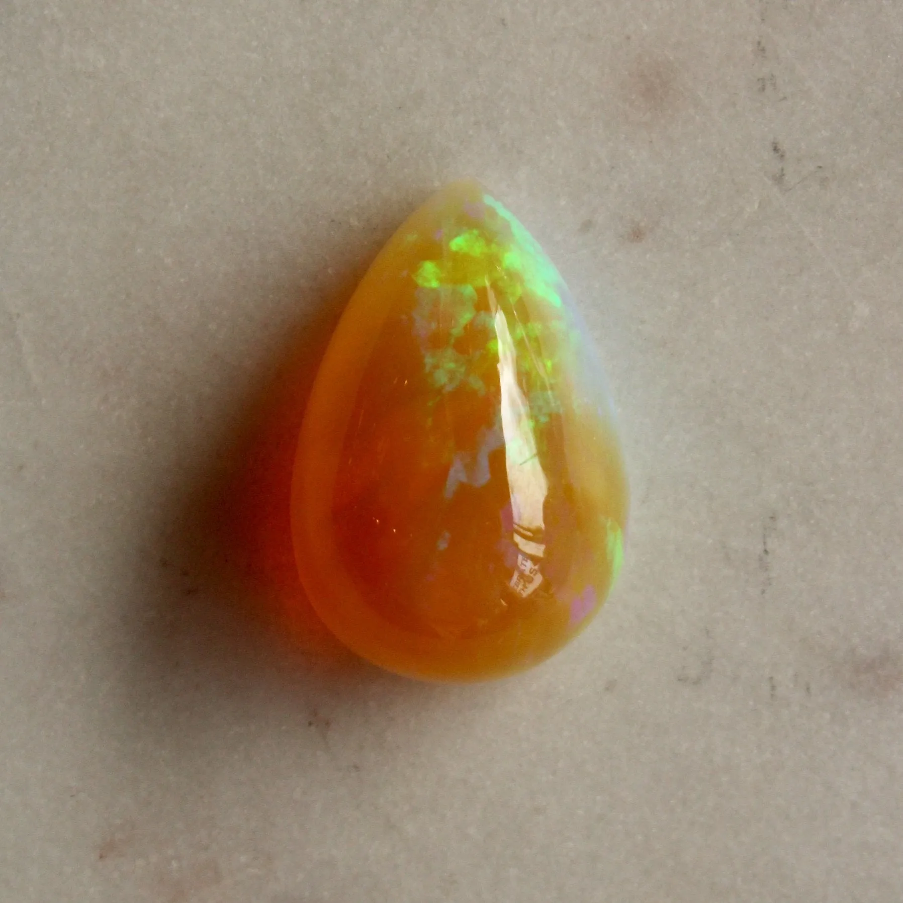 35.20 ct Teardrop x Fiery Ethiopian Welo Opal