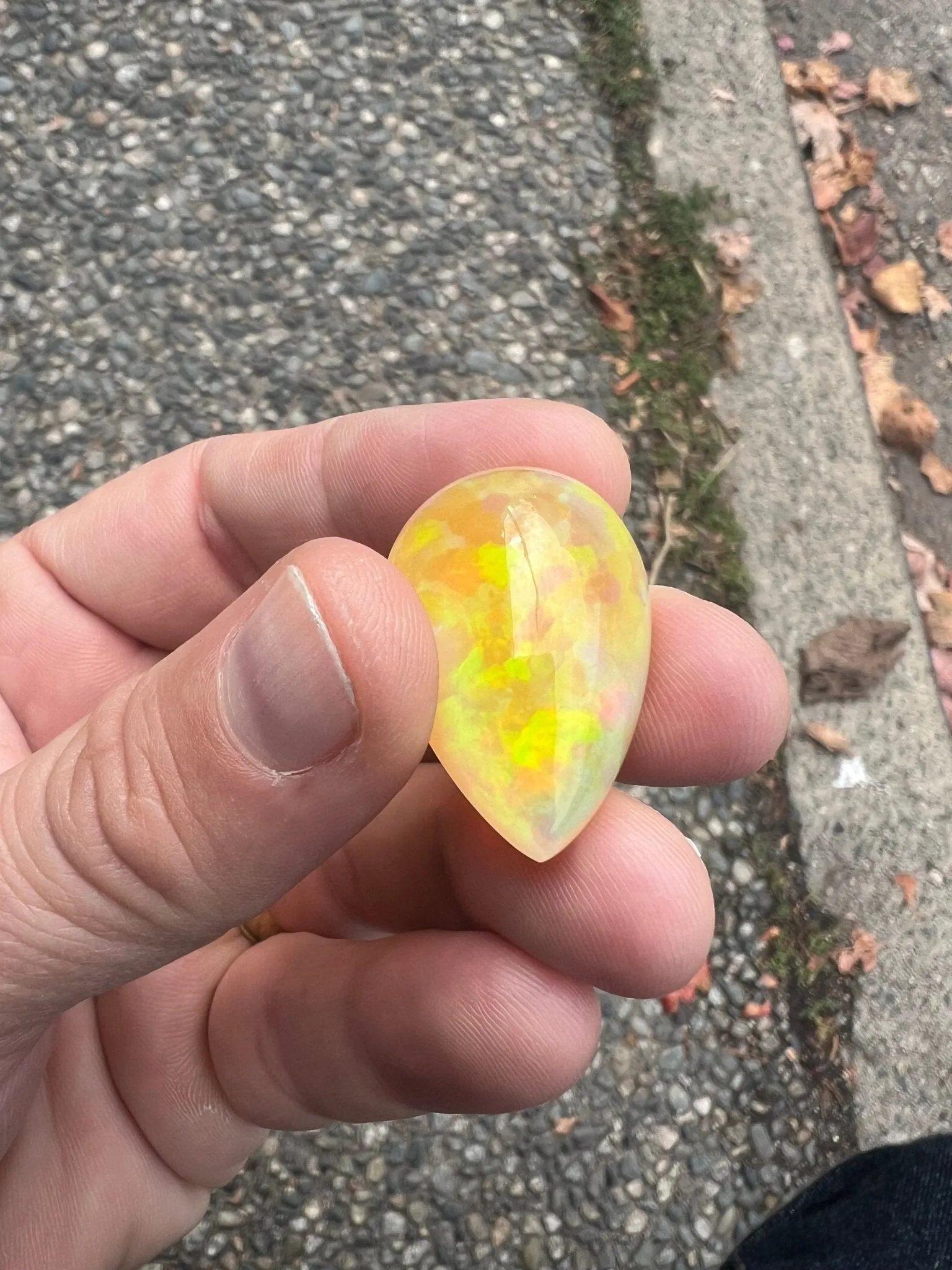 35.20 ct Teardrop x Fiery Ethiopian Welo Opal