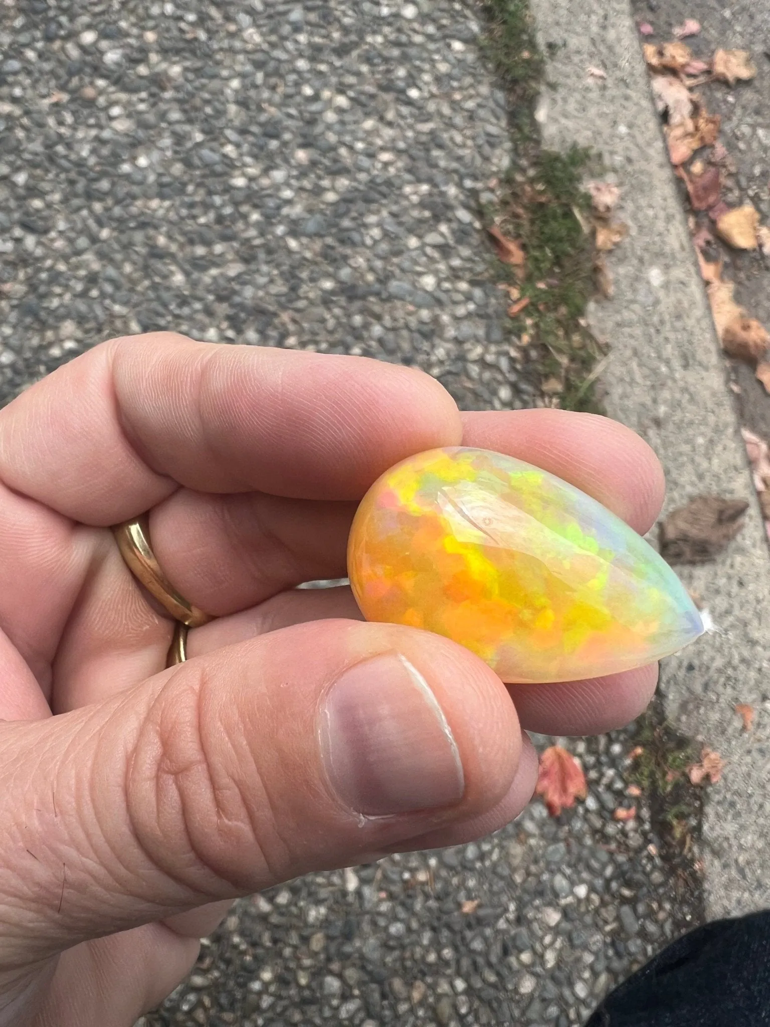 35.20 ct Teardrop x Fiery Ethiopian Welo Opal