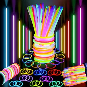 400 Glow Sticks Bulk Glow in The Dark Party Supplies 8" Glowsticks with Connectors for Glow Bracelets and Necklaces 4th of July Glow Sticks Party Pack Halloween Party Favors Neon Party Decorations