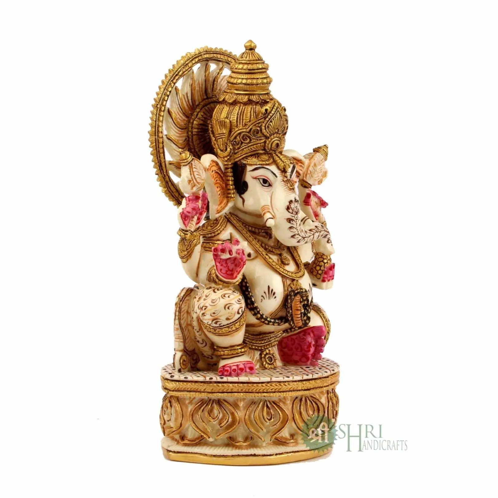 8" GANESHA ON BASE GOLD PAINTING SURYA