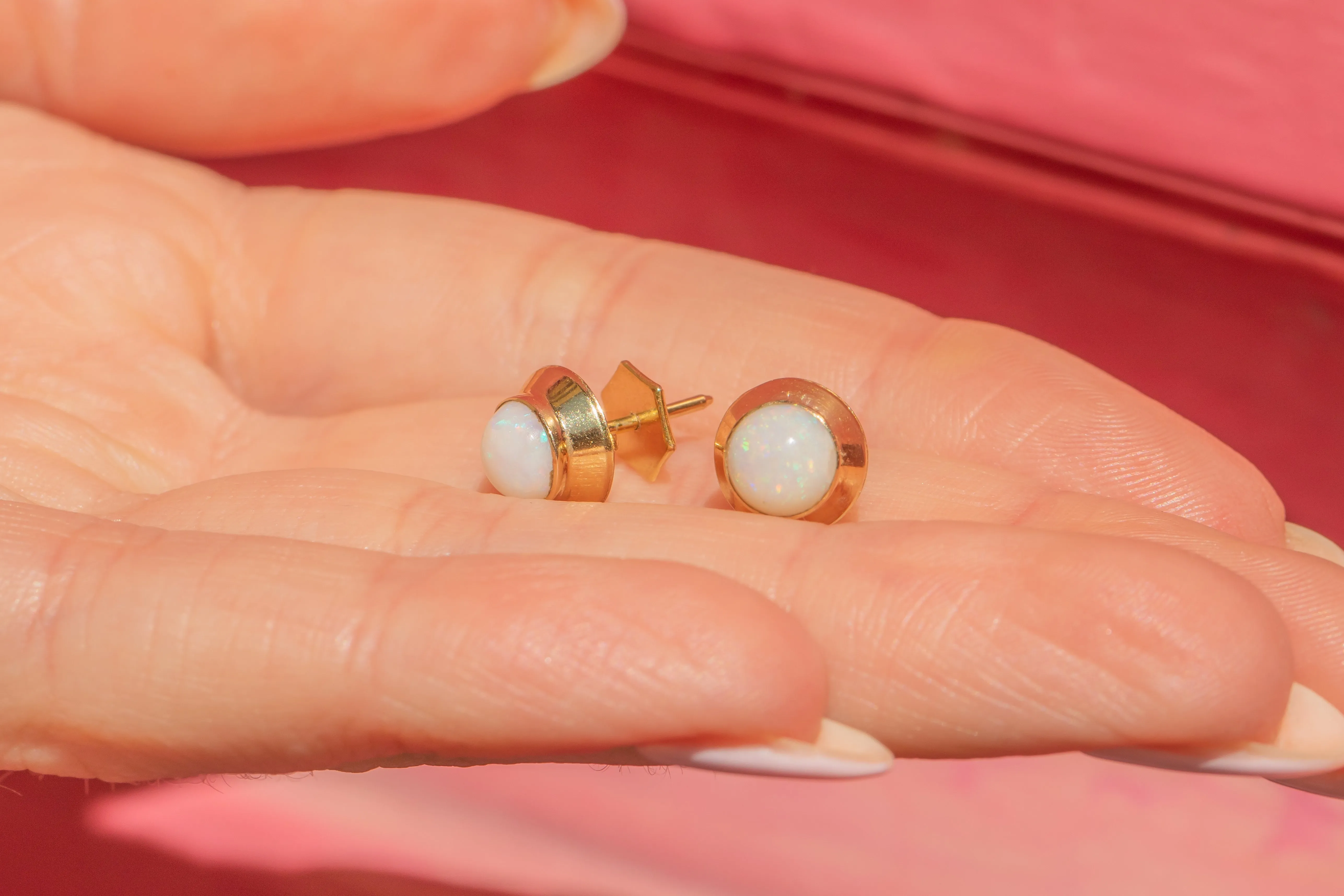 9ct Gold Opal Stud Earrings, 1.00ct