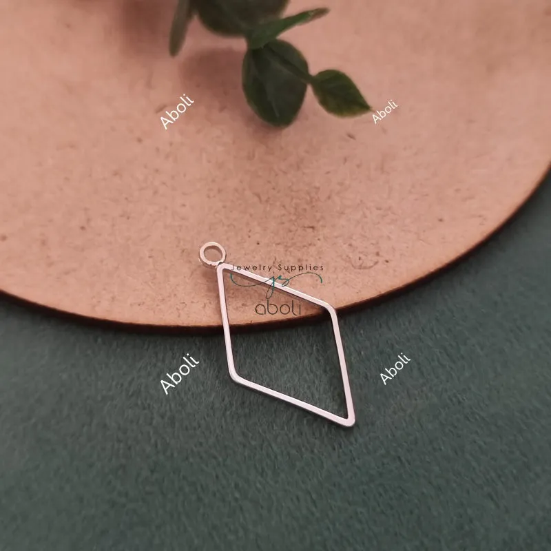 Anti Tarnish Rose Gold Rhombus Resin Bezel polymer clay bezel Open bezel Bezel Frame Resin Jewellery 26 x 15 mm ATRBB20