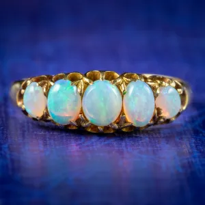 Antique Victorian Five Stone Opal Ring 1.10ct Of Opal Circa 1880