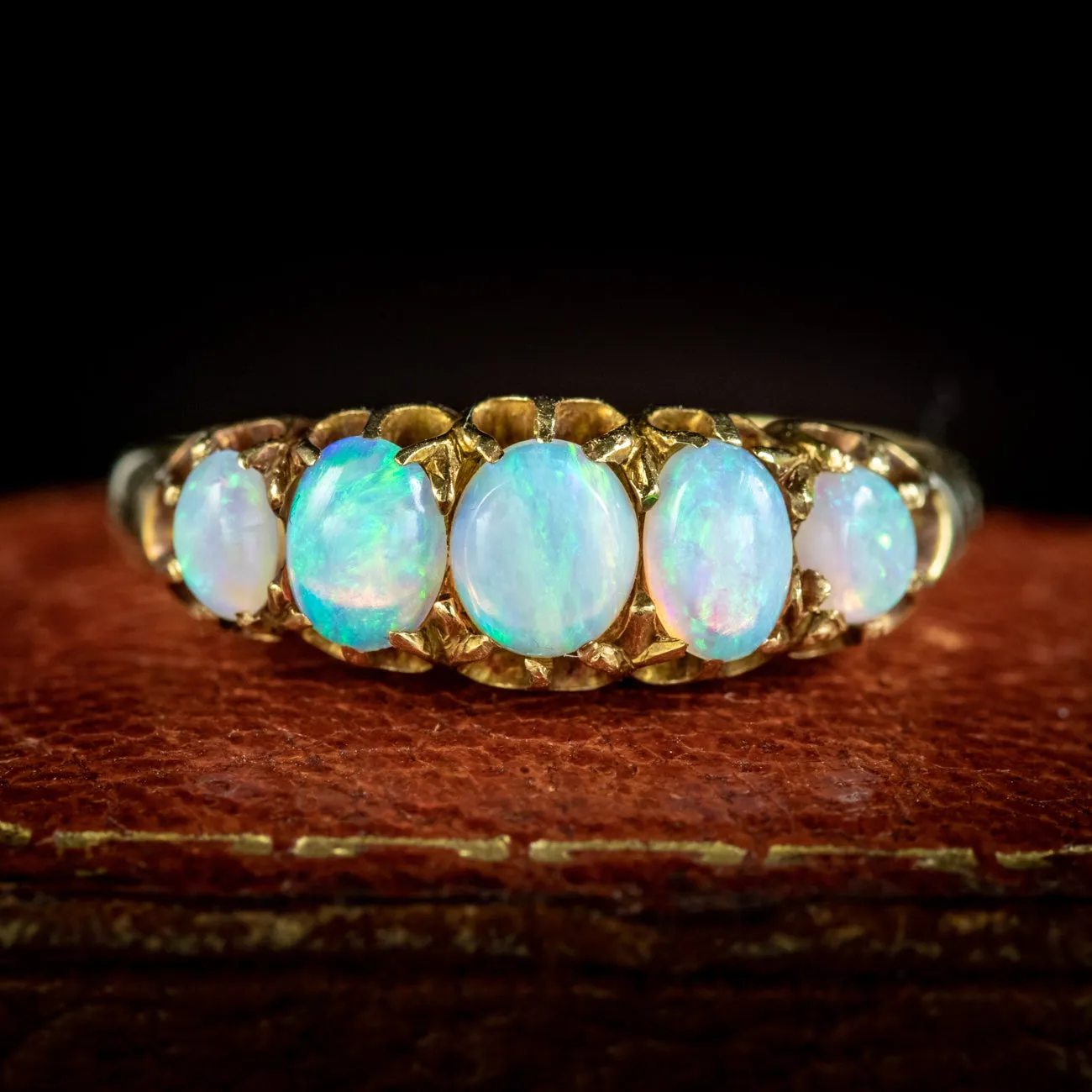 Antique Victorian Five Stone Opal Ring 1.10ct Of Opal Circa 1880