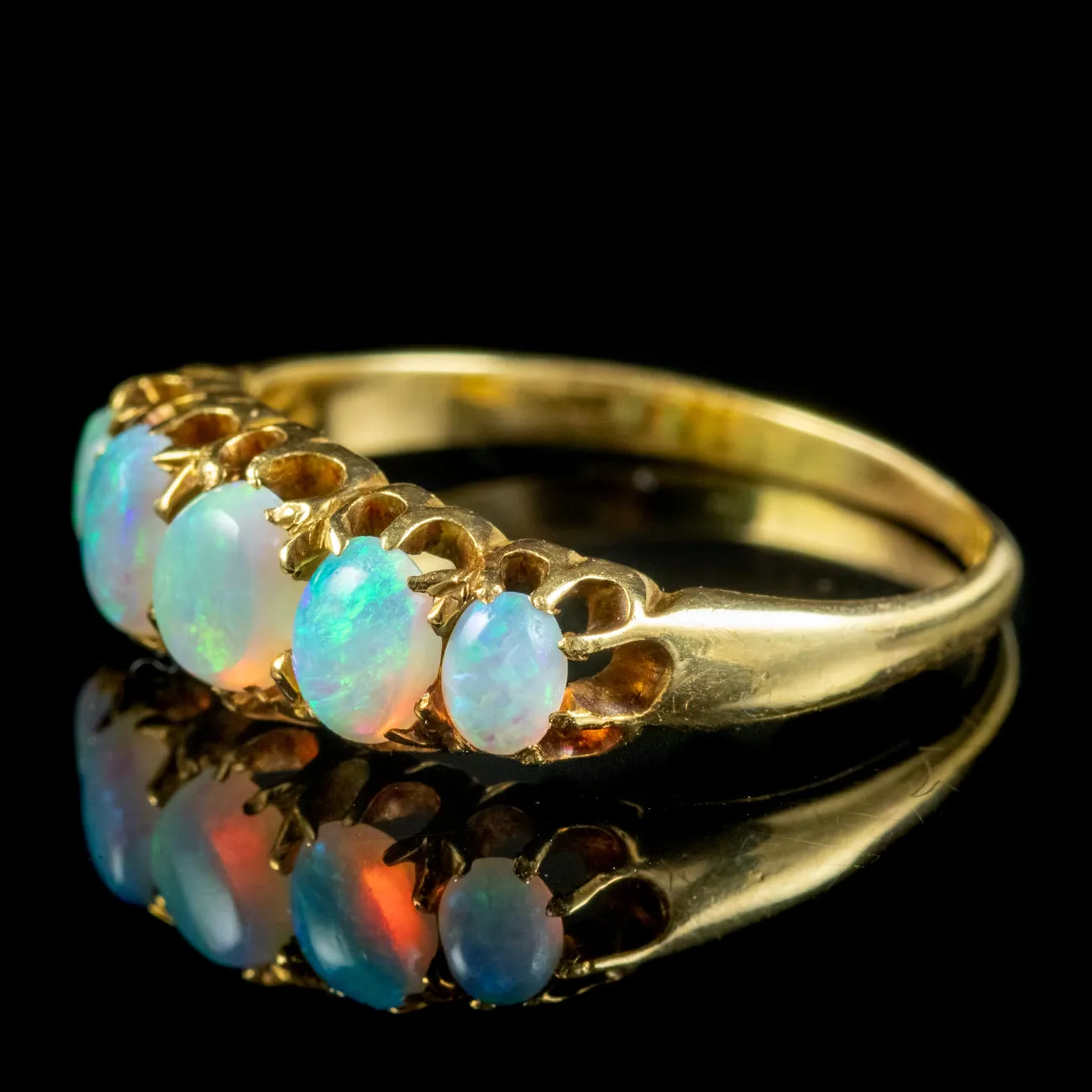 Antique Victorian Five Stone Opal Ring 1.10ct Of Opal Circa 1880