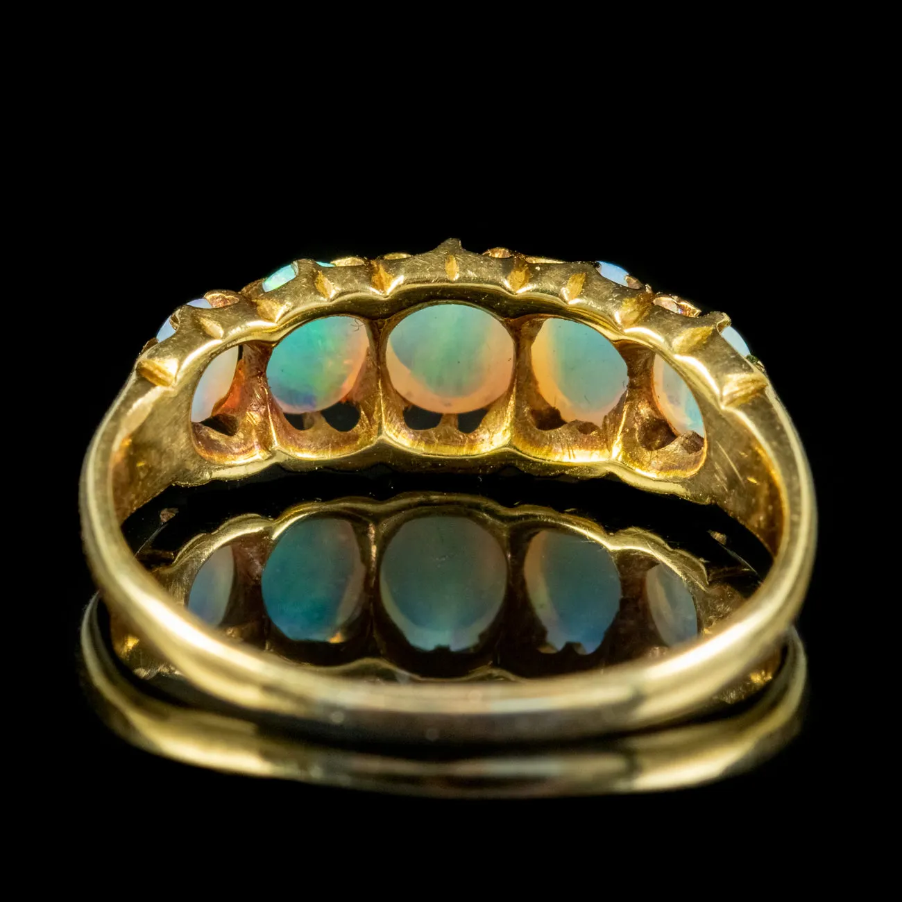 Antique Victorian Five Stone Opal Ring 1.10ct Of Opal Circa 1880