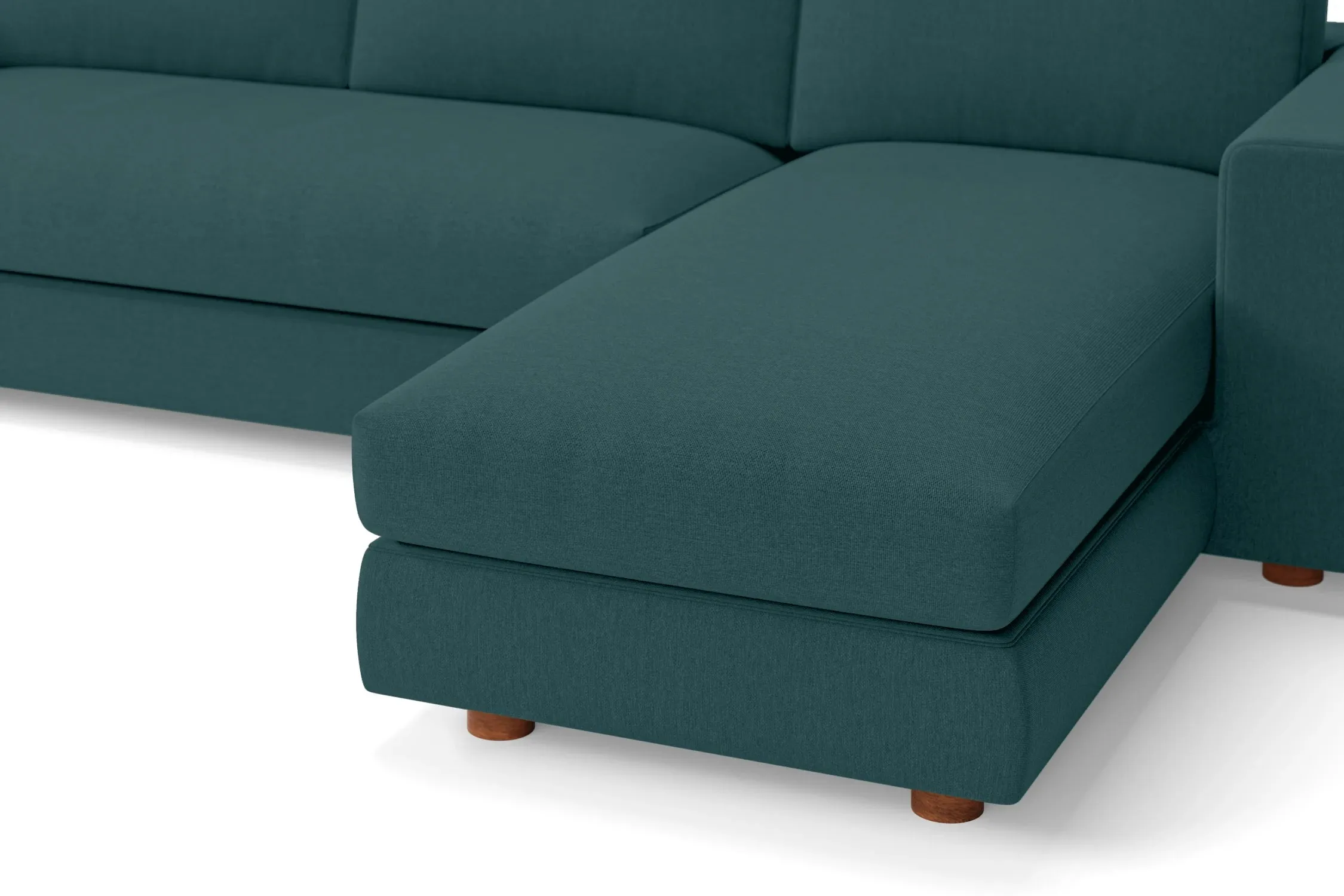 Arezzo 4 Seater Right Hand Facing Chaise Lounge Corner Sofa Teal Linen Fabric