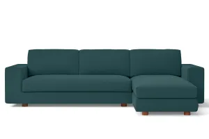 Arezzo 4 Seater Right Hand Facing Chaise Lounge Corner Sofa Teal Linen Fabric