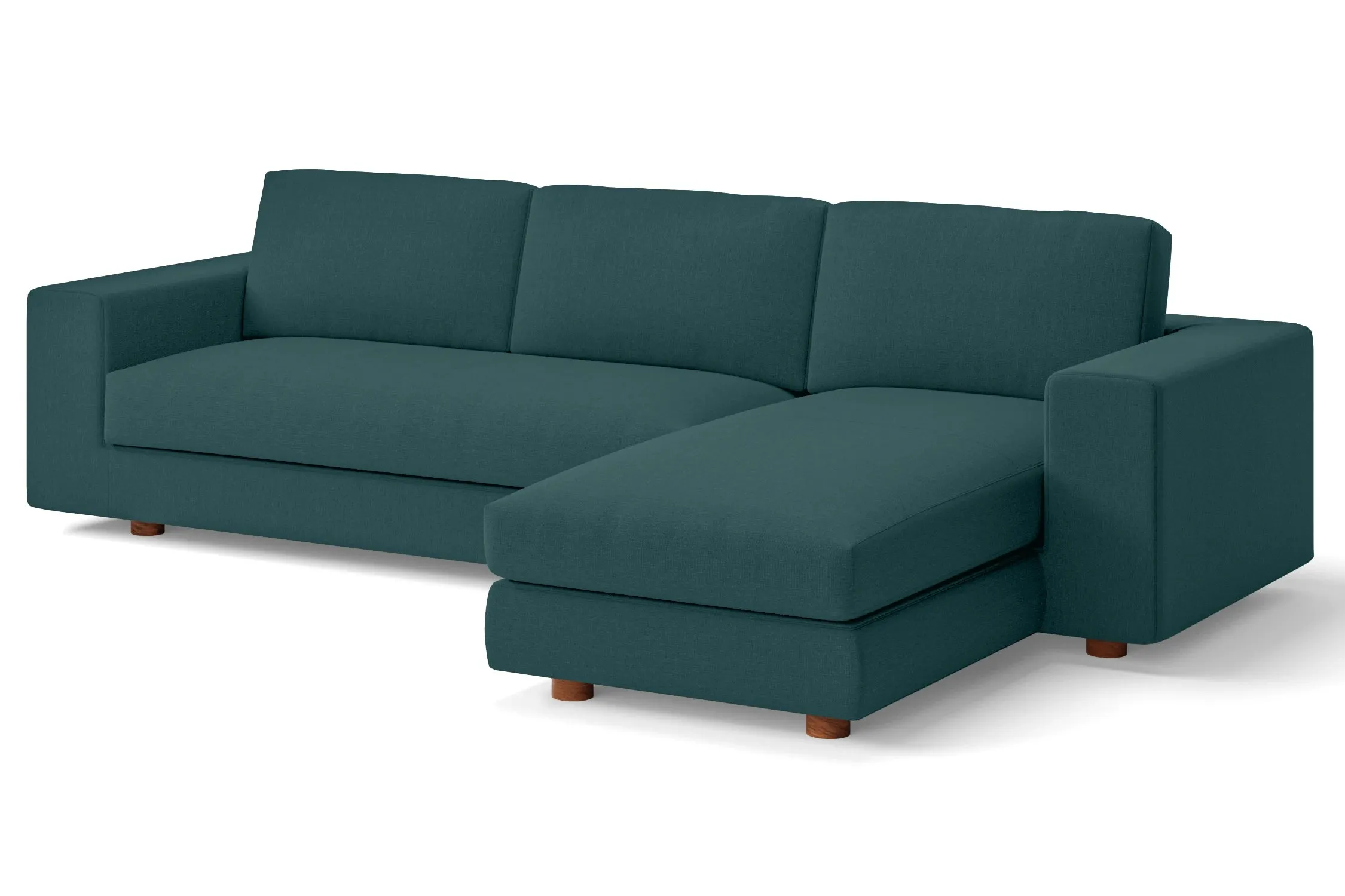 Arezzo 4 Seater Right Hand Facing Chaise Lounge Corner Sofa Teal Linen Fabric