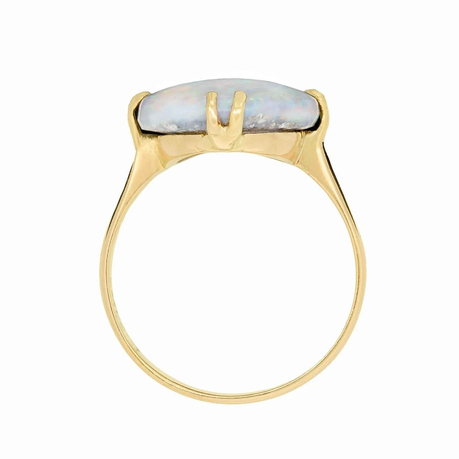 Art Deco 18k Lightening Ridge Dark Opal Ring