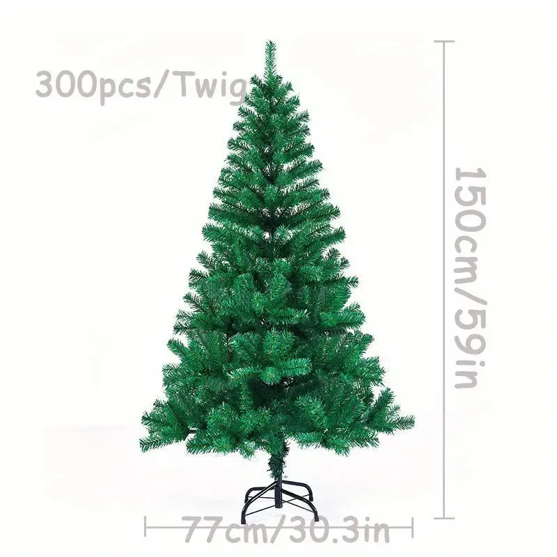 Artificial Christmas Tree, Green, Collapsible Base with 500 Branches, PVC/PE Tips, Steel Wire, No Power Needed, Perfect for Home & Holiday Decor, Bohemian Style, All-Season, Cypress Family