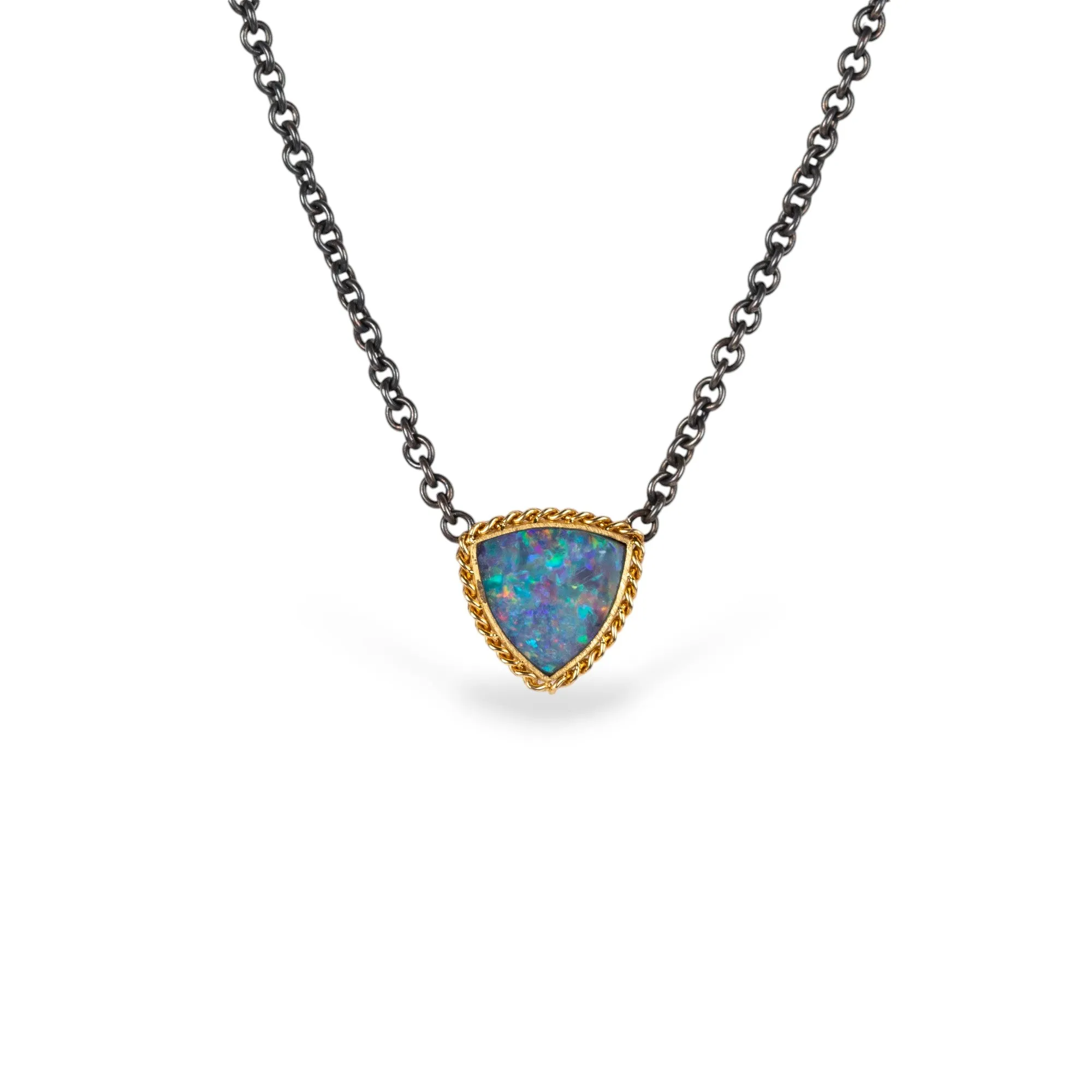 Australian Opal Shield Contrast Necklace