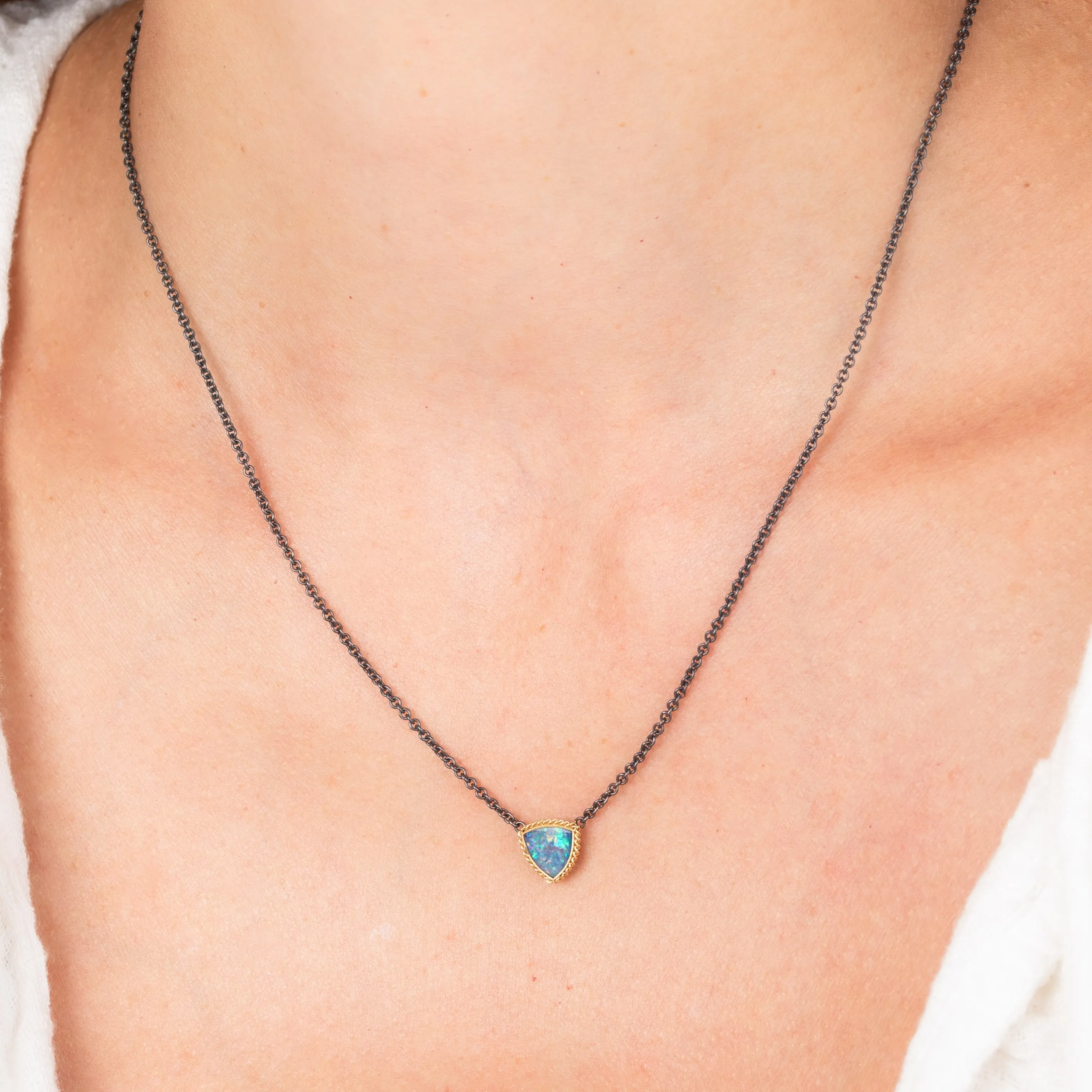 Australian Opal Shield Contrast Necklace