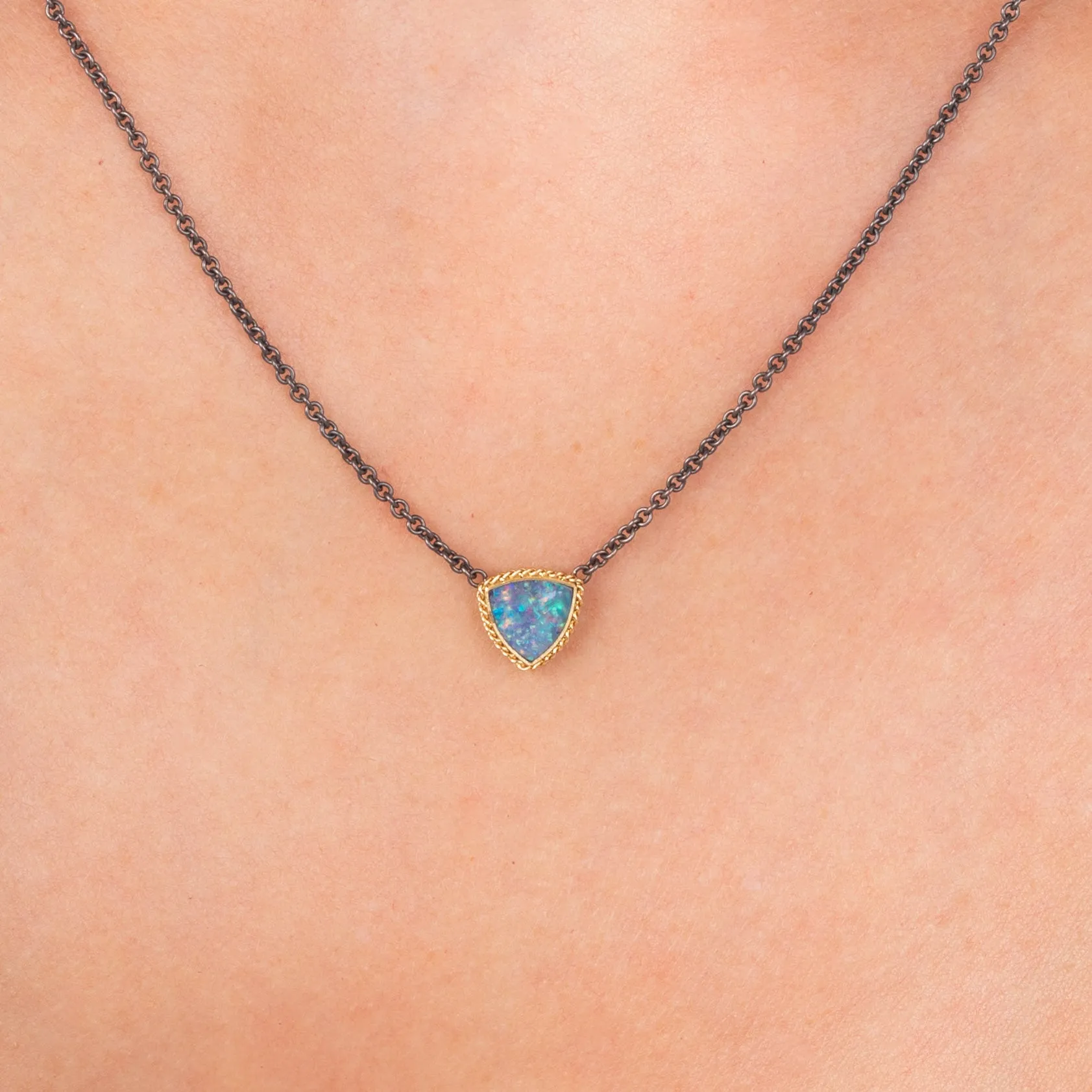 Australian Opal Shield Contrast Necklace