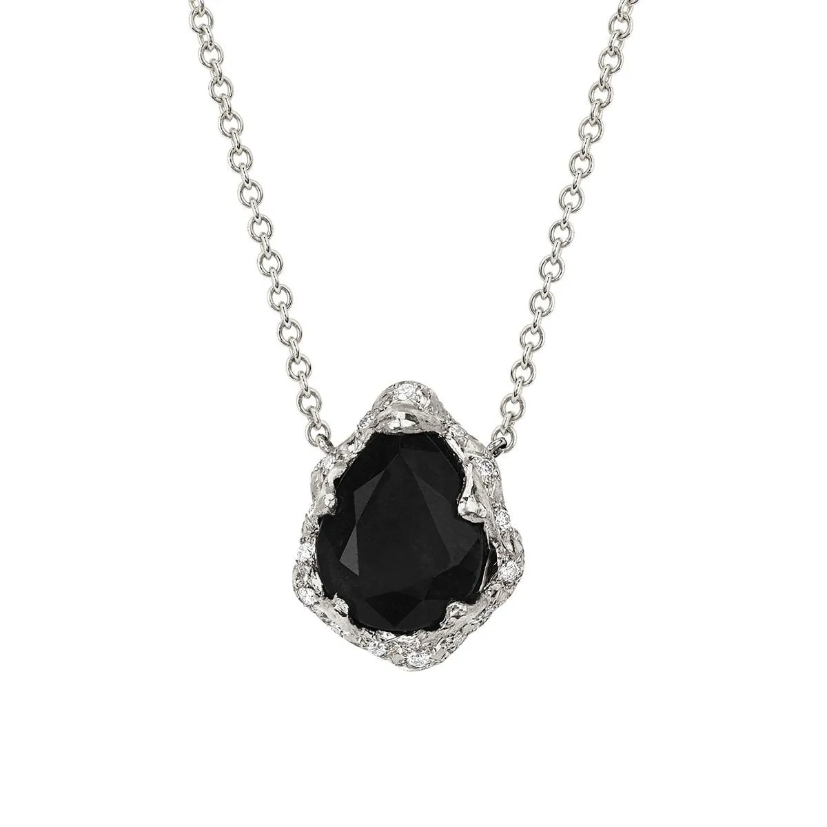 Baby Queen Water Drop Onyx Necklace with Sprinkled Diamonds