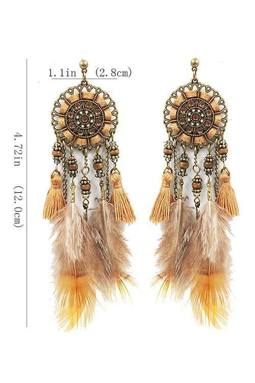 Beads Feather Tassels Earring