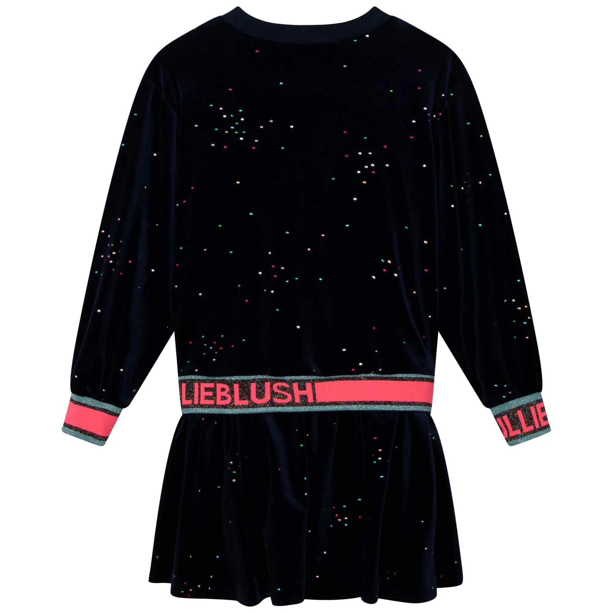 BILLIEBLUSH GLITTER VELVET DRESS WITH ELASTIC LOGO WAIST