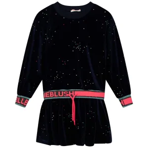 BILLIEBLUSH GLITTER VELVET DRESS WITH ELASTIC LOGO WAIST