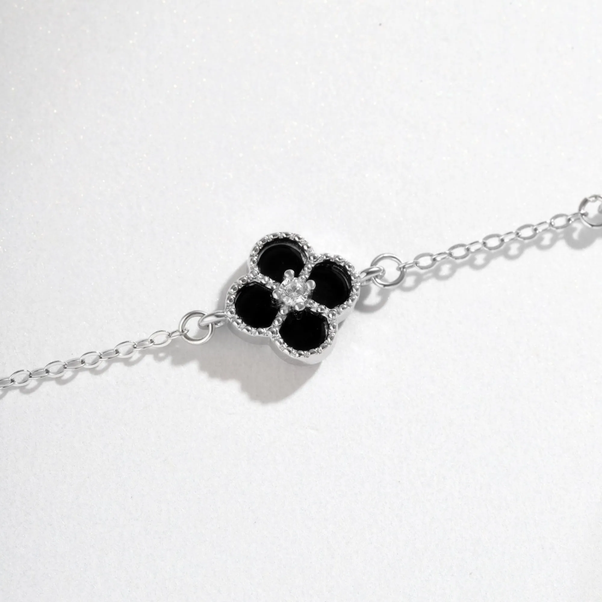 Black Onyx Clover Bracelet