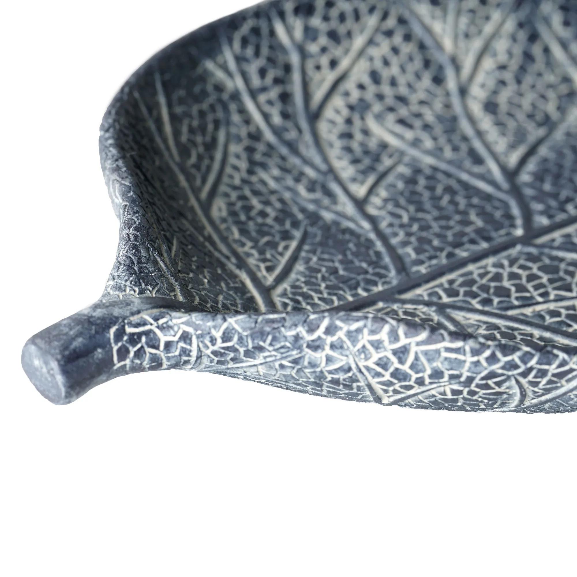 Blue Resin Leaf Decorative Tabletop Tray, Small (7.5")