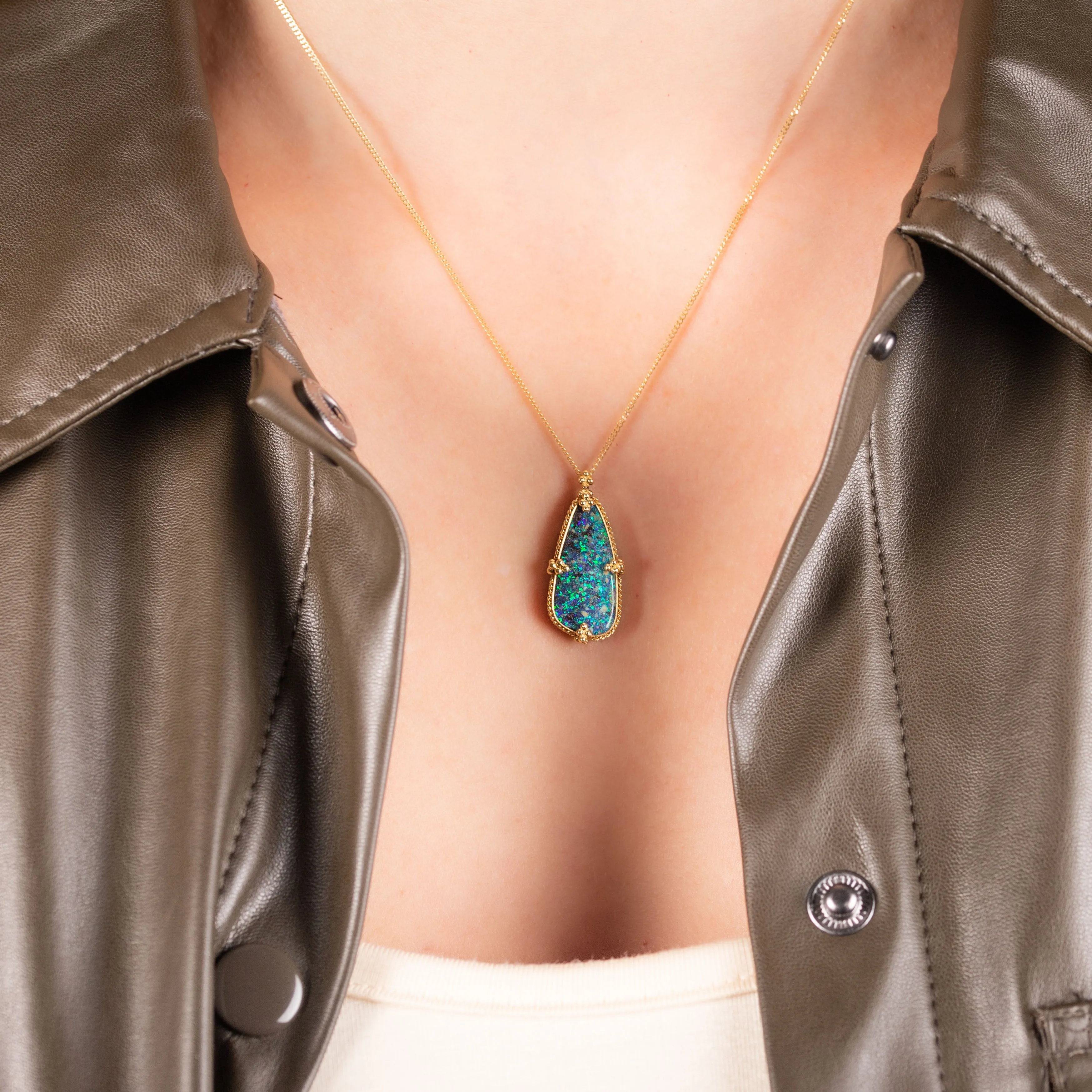 Boulder Opal Large Teardrop Necklace