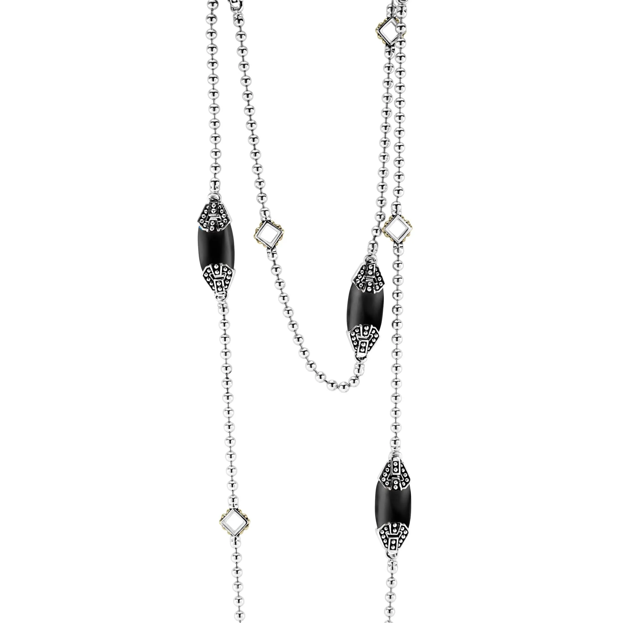 Caviar Color Six Station Onyx Necklace