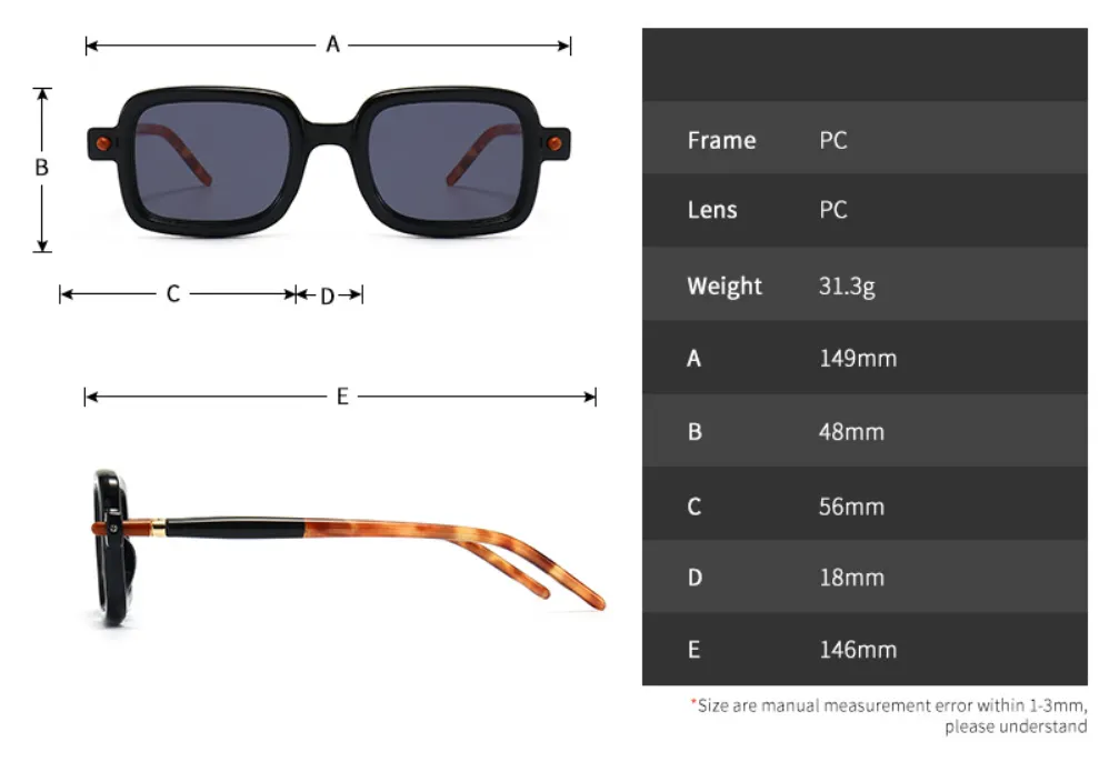 CCspace Unisex Full Rim Rectangle Resin Frame Eyeglasses 53979