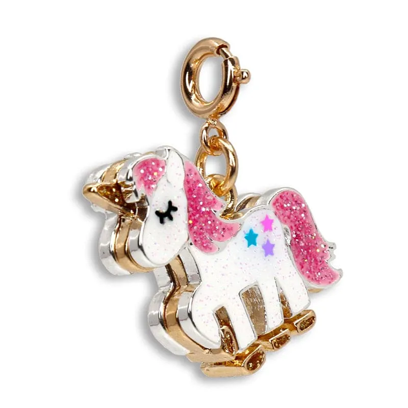 Charmit Gold Glitter Unicorn Charm - White