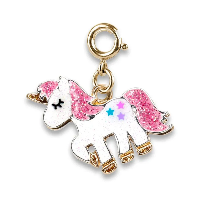 Charmit Gold Glitter Unicorn Charm - White