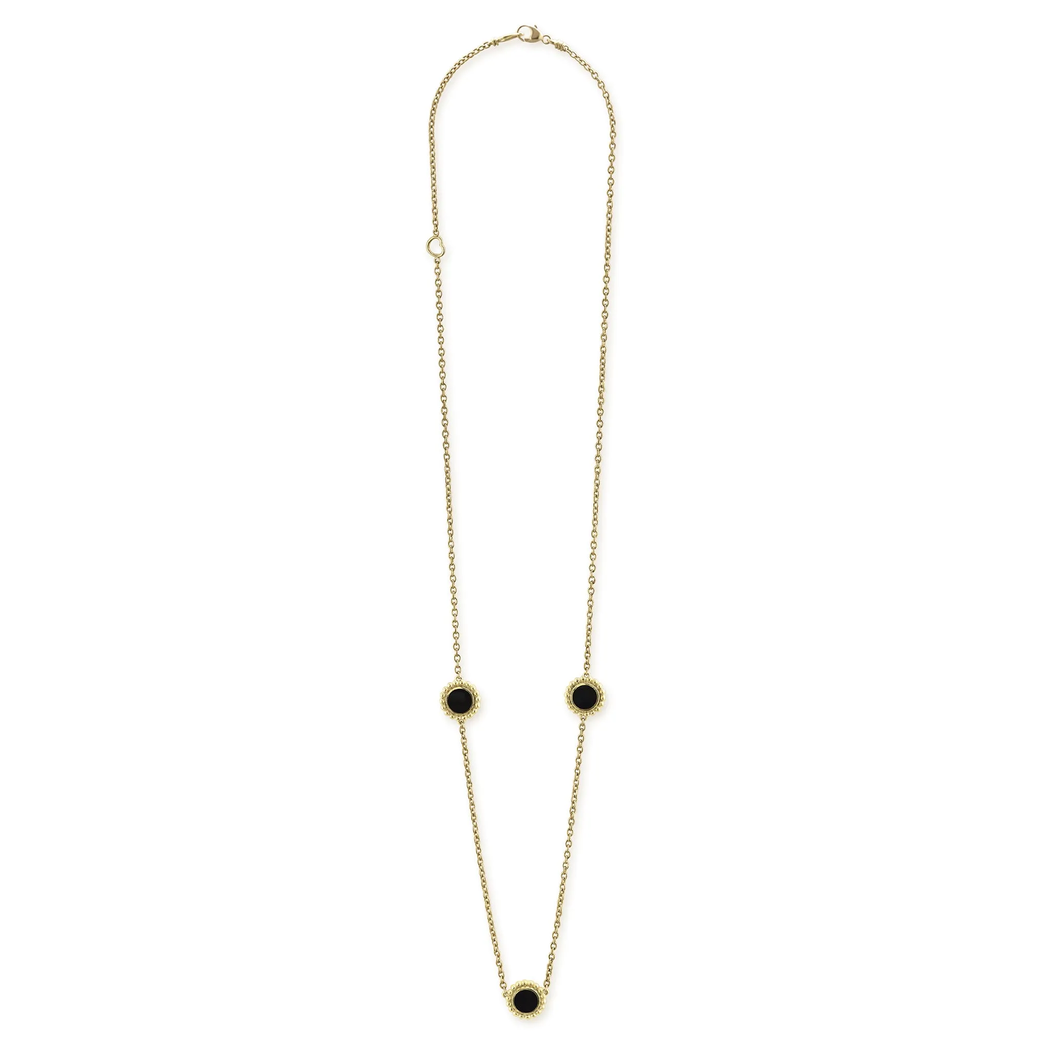 Covet Three Station Round Onyx Necklace