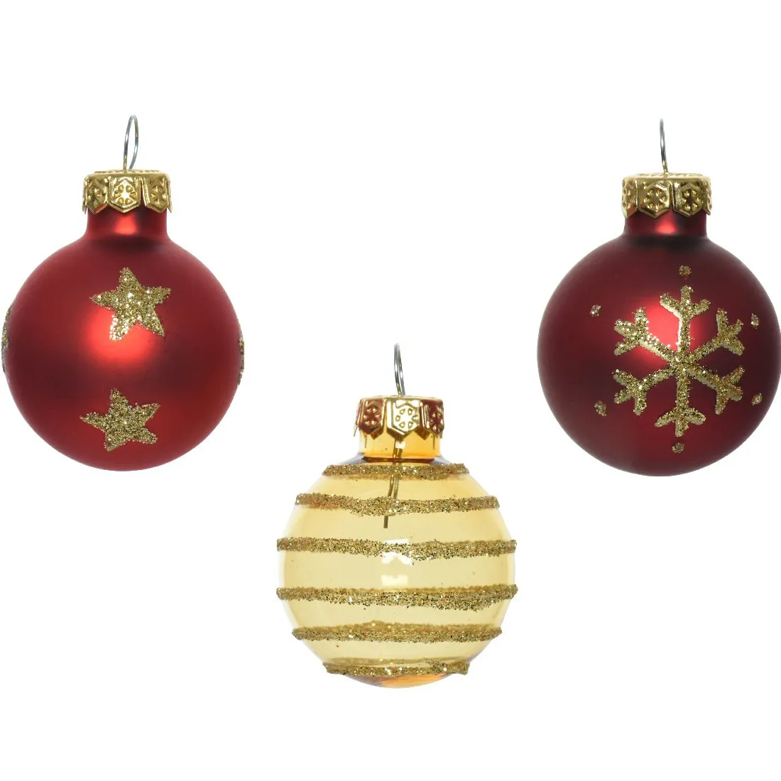 Decoris Pack of 9 3cm Classic Mix Glass Baubles