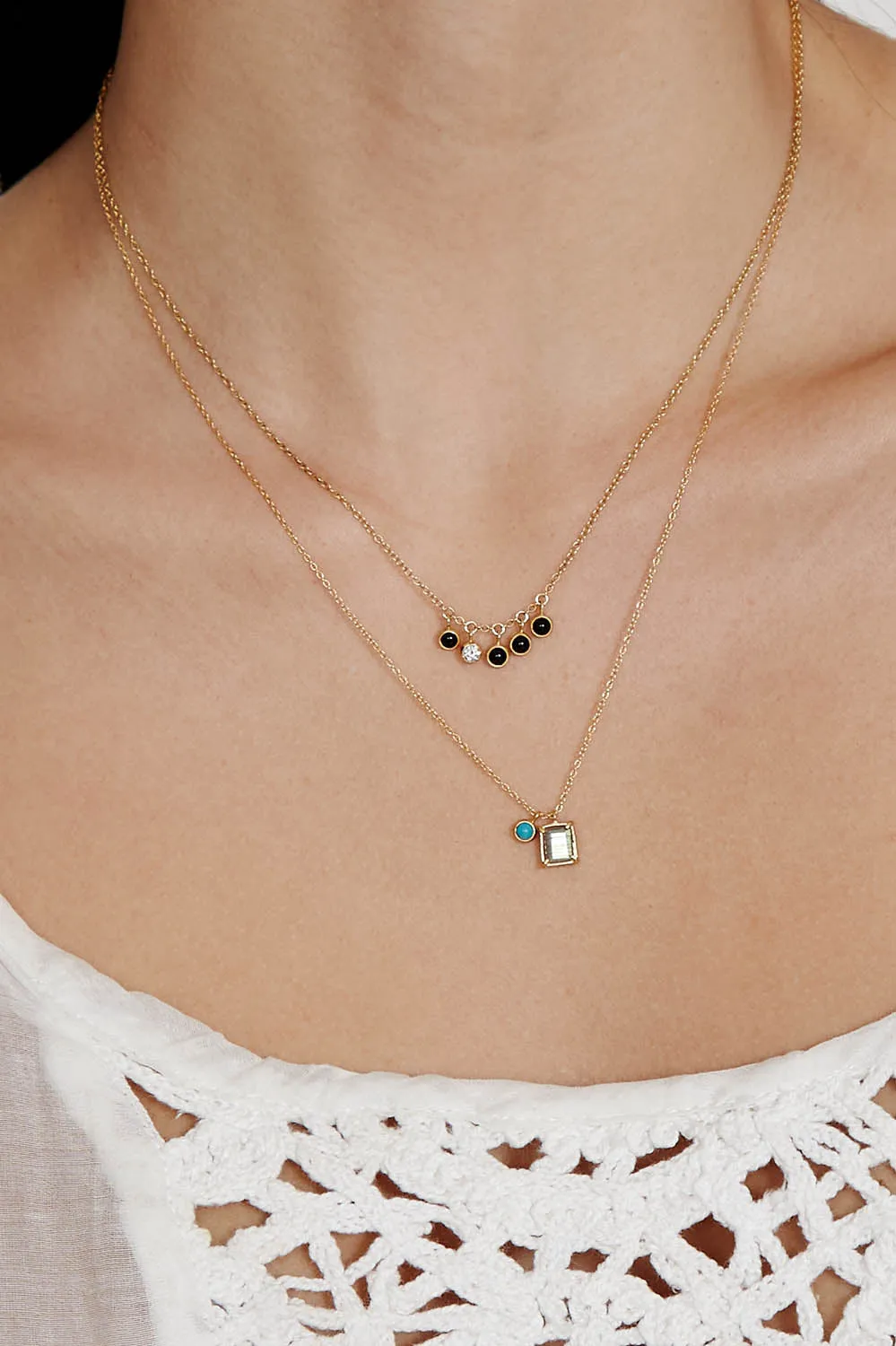 Delilah Charm Necklace Onyx mix