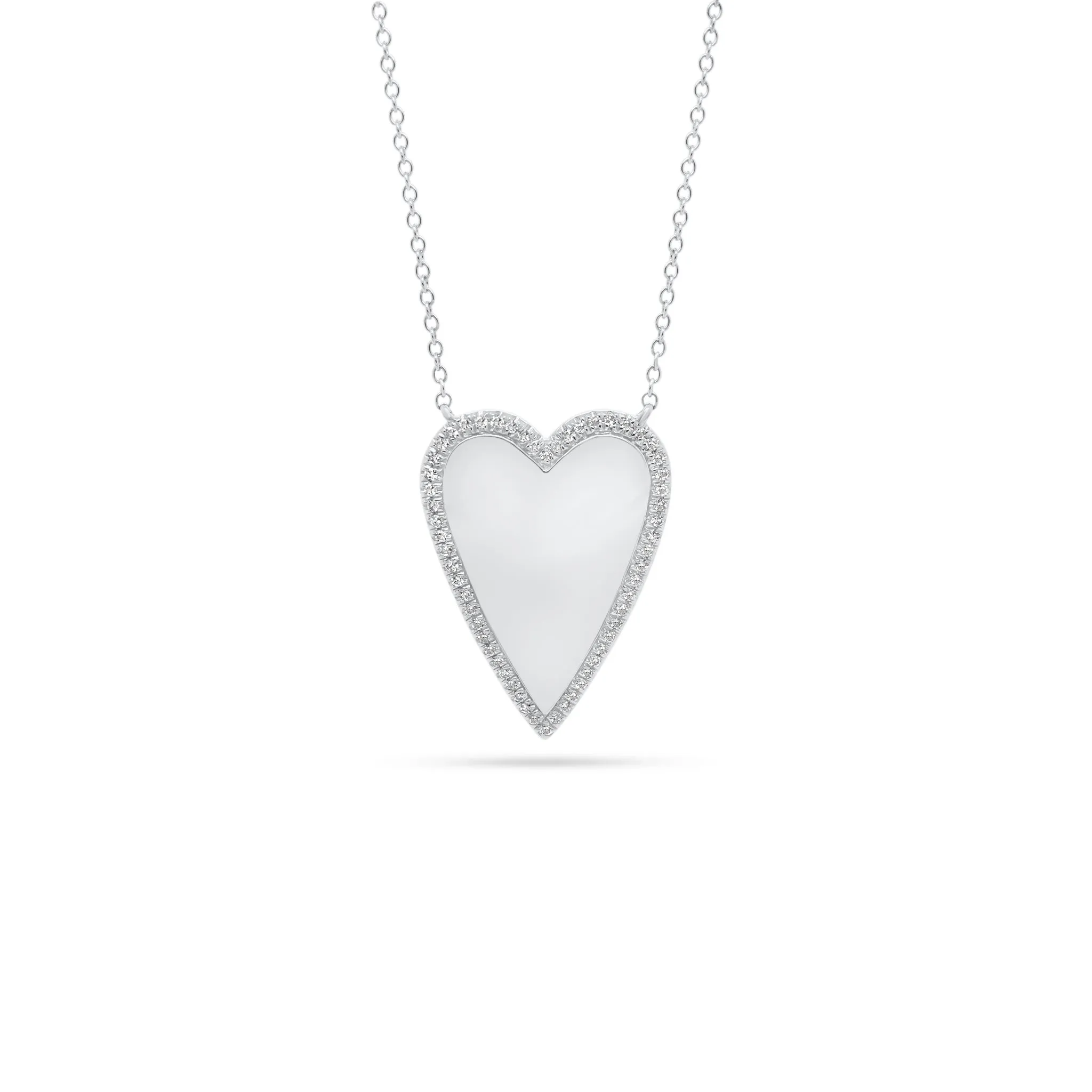 Diamond-Framed Elongated Heart Pendant