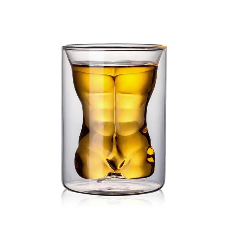 Double Wall Male Torso Glass - Set of 2