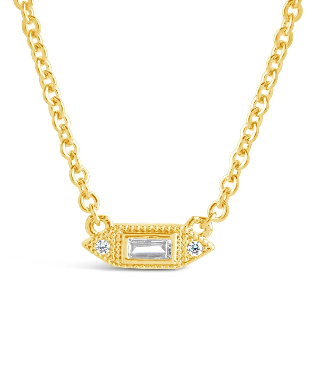 Elongated CZ Pendant Necklace