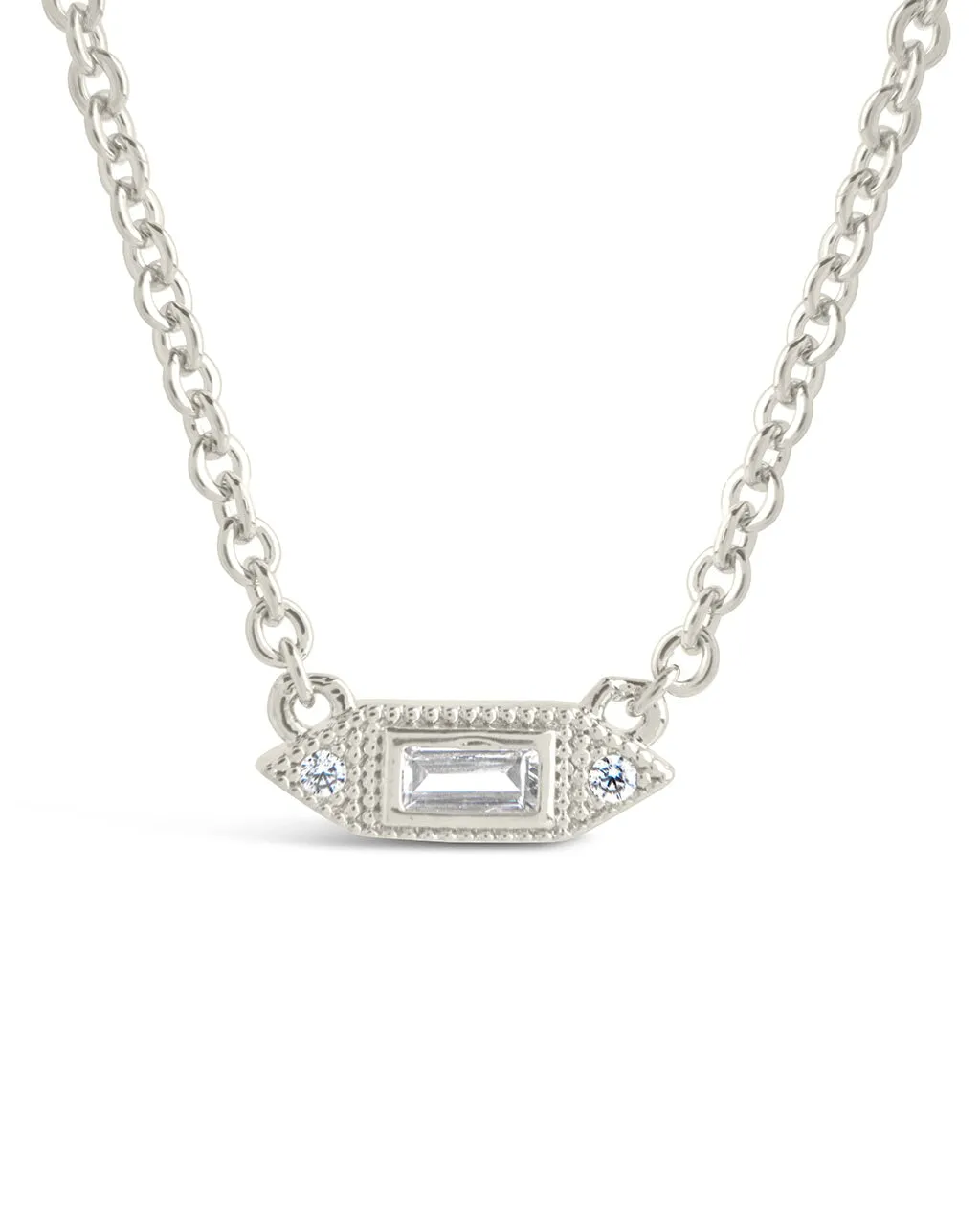 Elongated CZ Pendant Necklace