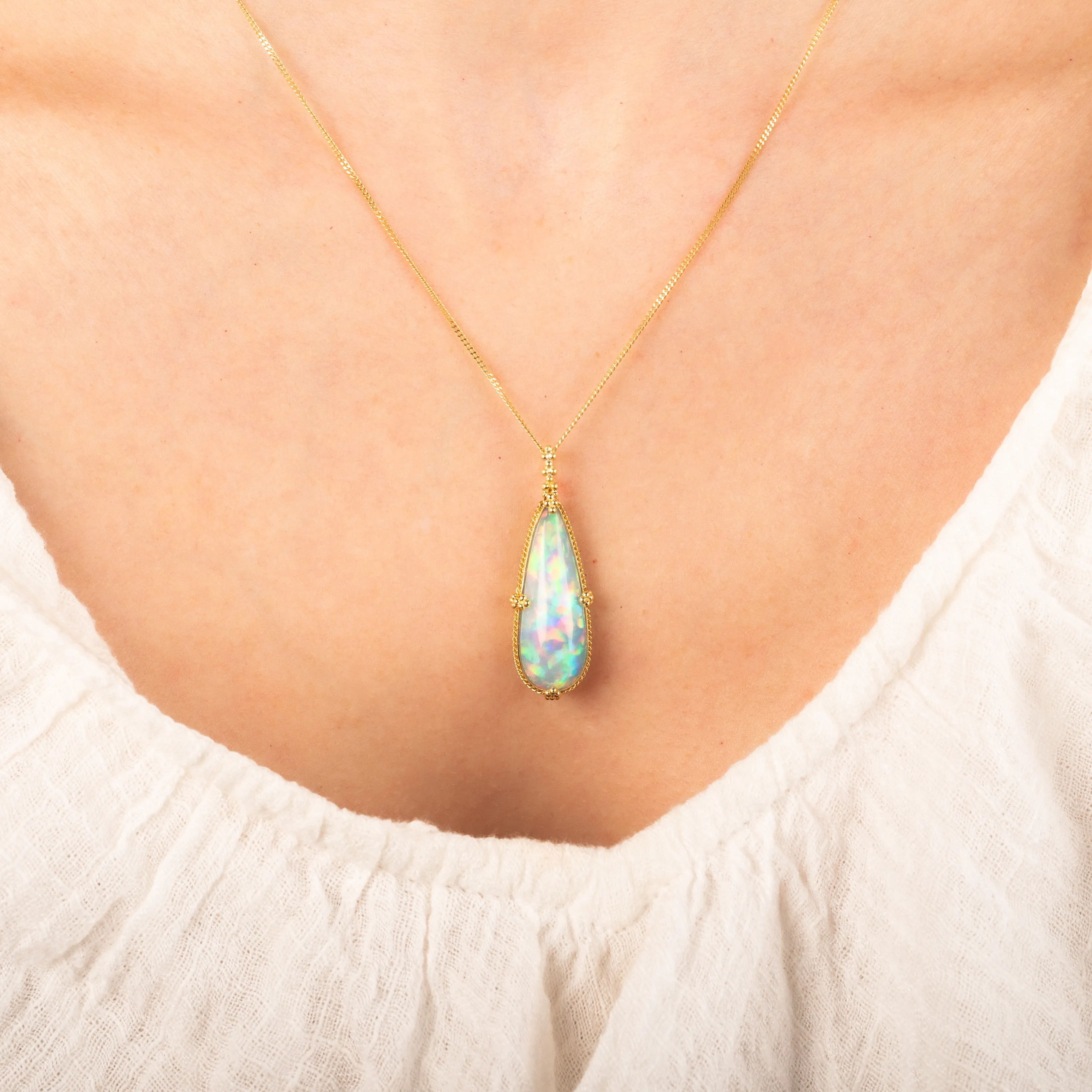 Elongated Ethiopian Opal Necklace