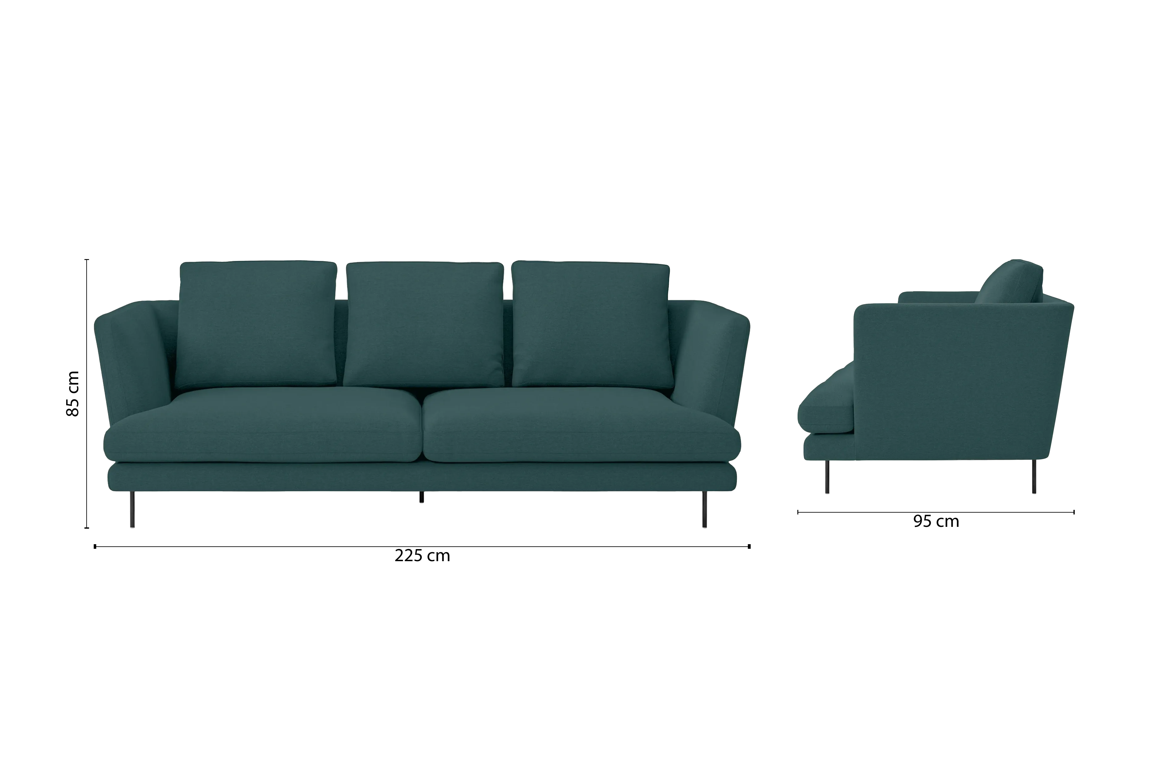 Faenza 3 Seater Sofa Teal Linen Fabric