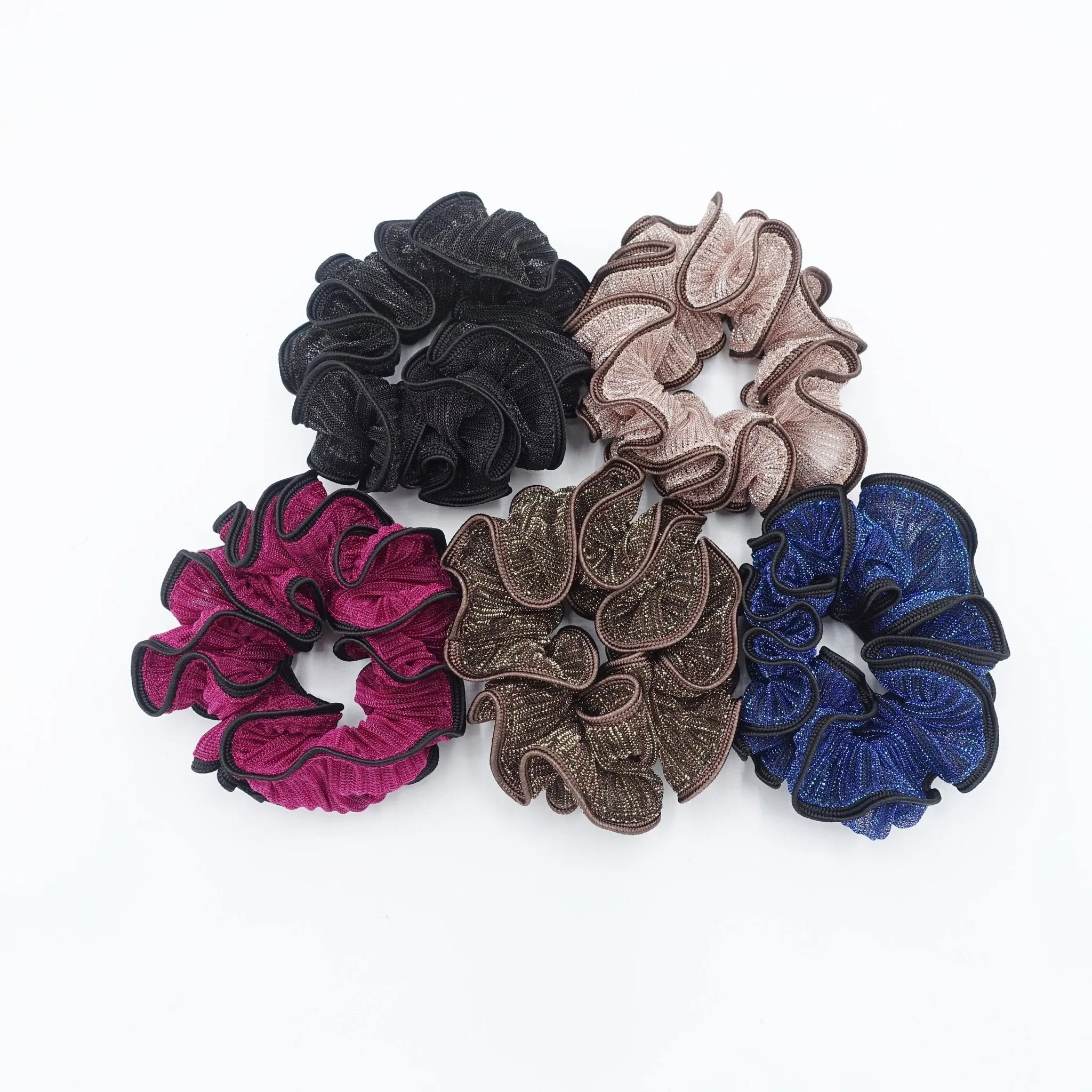 glittering scrunchies pleated women scrunchies hair elastic scrunchy for women