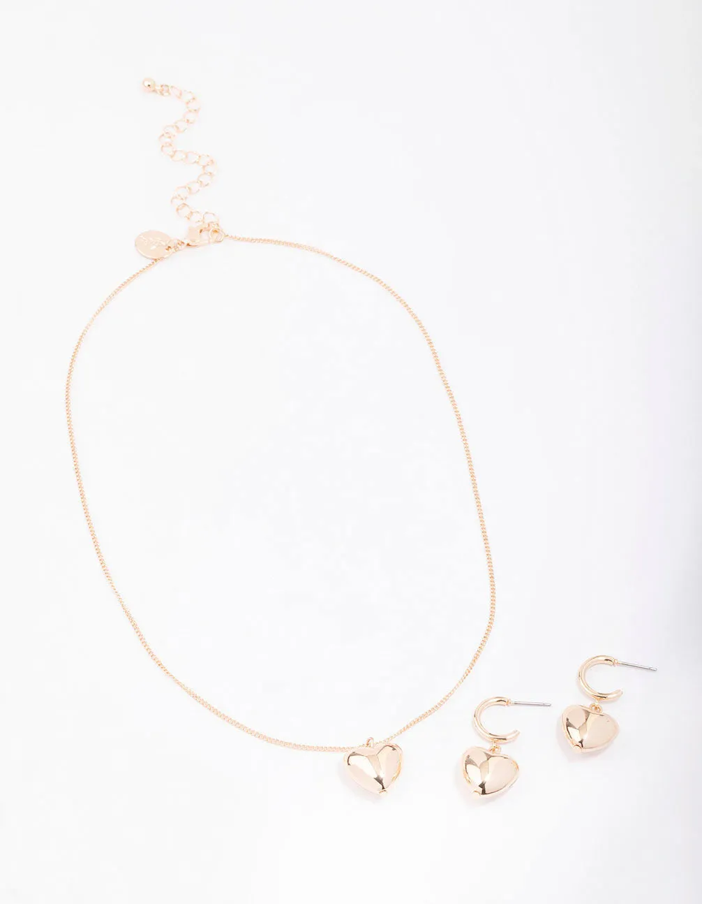 Gold Bold Heart Jewellery Set